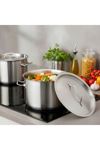 Kinghoff Oală cu capac 30x20cm Gastronomică 14 Litri Oțel Inducție Gaz