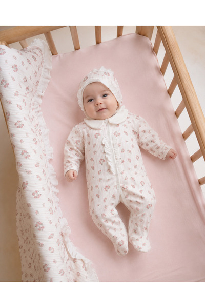 Eda Baby Vintage Rose Ruffle Detailed Newborn Baby Set 0-3 Months |   Jumpsui...