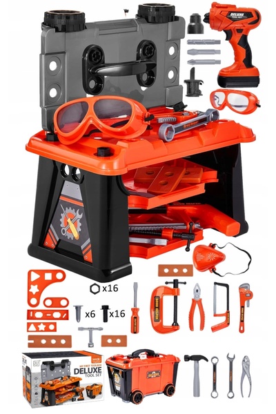 NO BRAND Set de scule pentru copii, cutie de bricolaj cu mașină de găurit 65EL