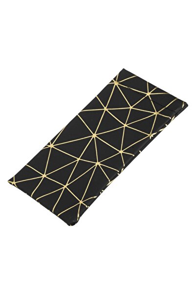 Zâna Casei Etui negru cu fundă și model cu linii aurii pentru ochelari