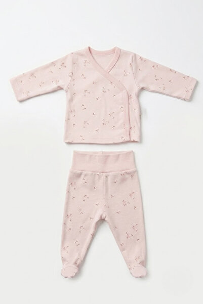 lilico Organic Baby Hospital Release Set of 3: Double-Breasted Top with Gloves, Bottom with Booties, Knotted Beanie
