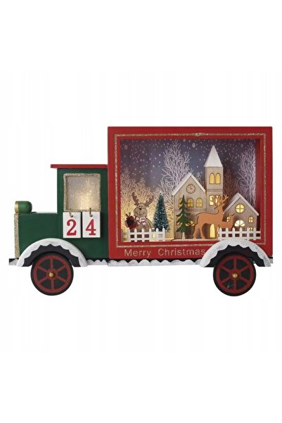 NO BRAND EMOS Mașinuță cu calendar de Advent, 12 LED-uri, 20x30 cm, 2 baterii...