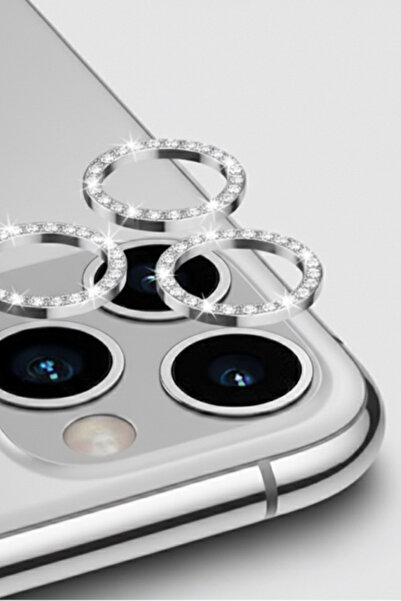 İPhone 11 Pro - 11 Pro Max - 12 Pro Uyumlu Taşlı Kamera Lens Koruyucu