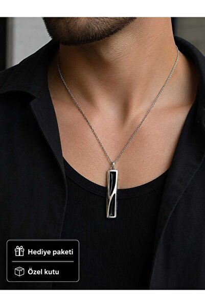 HER ŞEY NOTA www.herseynota.com Black Stone Detailed Modern Rectangular Men's...