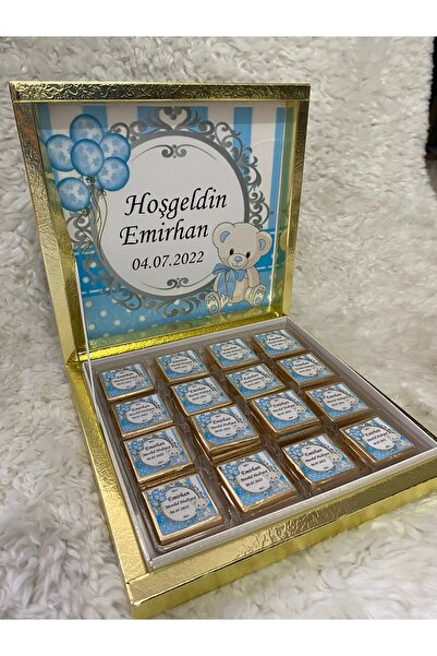 NeşeliAtölyem 32 adet Karton Kutu Baskılı Bebek Çikolata