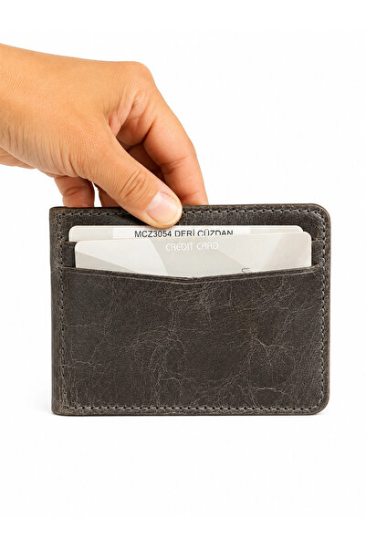MASSARELLI Genuine Leather Horizontal Gray Grazy Men's Wallet with Gift Box M...