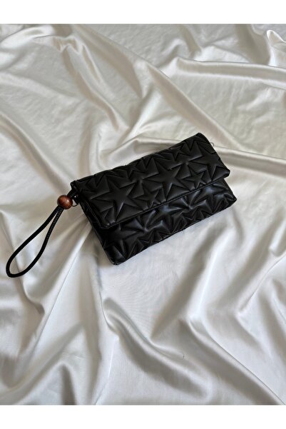 Mia Collection Star Cover Model Clutch Bag, Portfolio Bag, Handbag Black