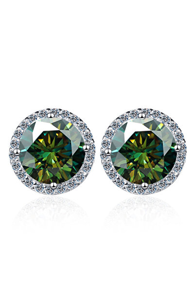 Choice6 1CTX2 Dark green 925 Sterling Silver 1 Carat Moissanite Round Earring...