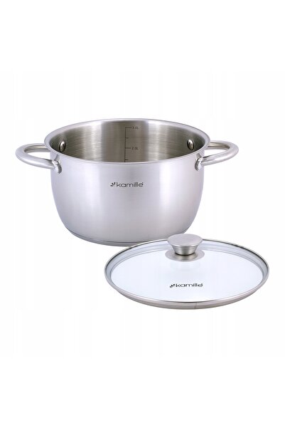 Kamille Oală cu capac tradițională, 5L, din oțel, 24cm, pentru inducție și gaz