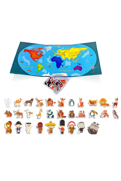 PlayFun Set Magnetic Harta, puzzle material didactic familiariza copilul cont...