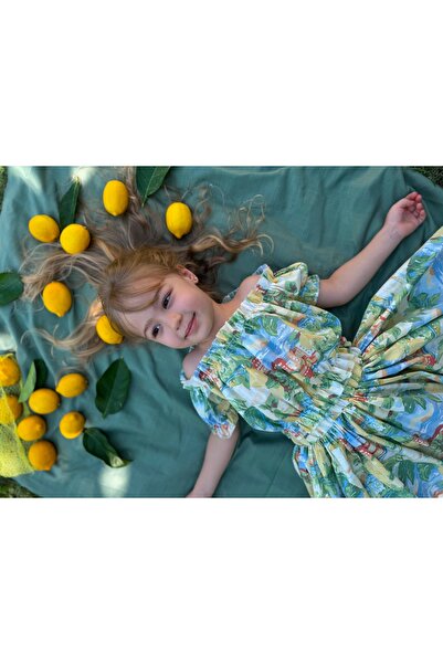 Little Ya Ya Love Girl's Lemon Pattern Crop Top and Bottom Set
