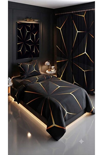 Elmas Dizayn 280*240 Cm.Fon Curtain Special Design Single Bedding Room Set Co...