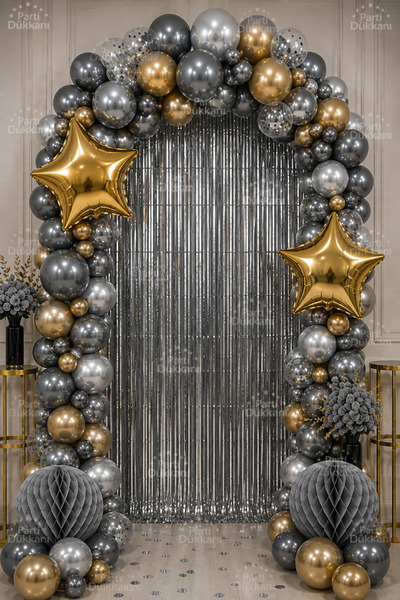 Parti Dükkanı Gümüş (Gri) Arka Fon 100x200 cm Parti Fotoğraf Çekim Arka Planı...