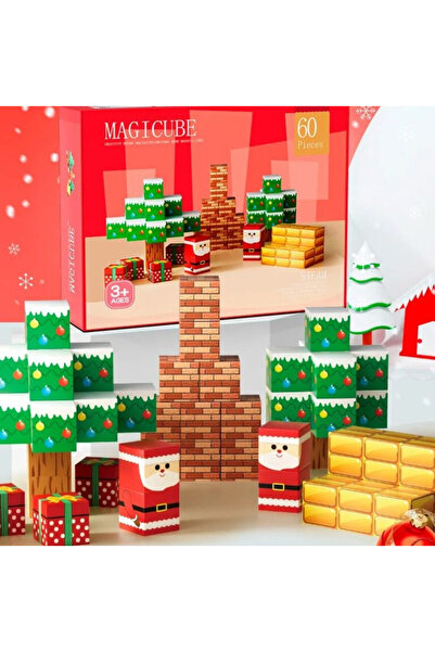 OEM Set Construcție Magnetică Minecraft Crăciun – 60 / 100 piese, Joc STEM