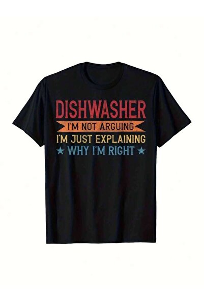 NOURAM Humorous Quote On Dishwasher T-Shirt, Fashion Men, Stylish Casual T-Sh...