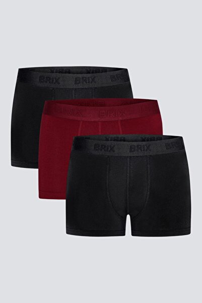 Brix Men's Short 3-Piece Modal Boxer 2104 Claret Red Color