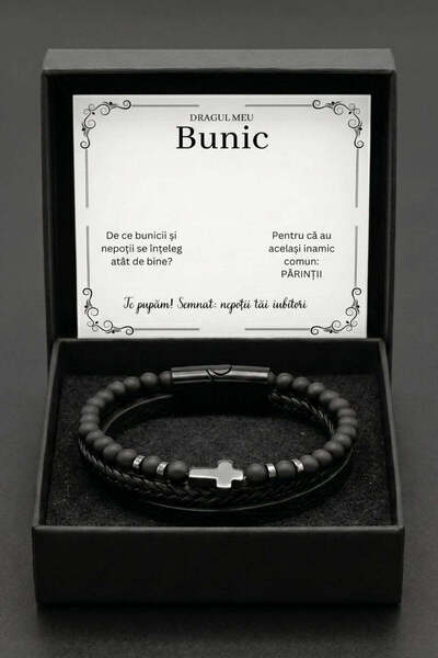 The Jewel Heart Brățară din Piele pentru Bărbați, cu Mesaj Personalizat, Cado...