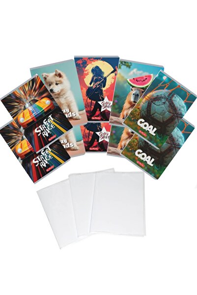 Herlitz Pachet 10 caiete A5 + coperti, 48 file, patratele, hartie 70 g/mp FSC...
