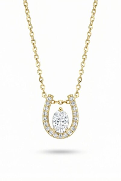 The Jewel Heart Colier Wishbone, Argint 925, Placat cu Aur 18K, Pandantiv Pot...