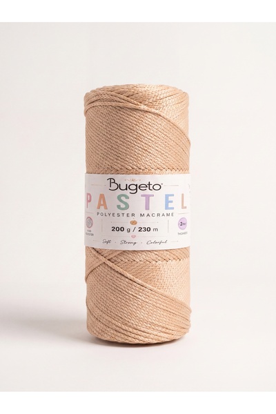Bugeto Pastel Polyester Macrame Cord 200 Gr 230 Mt 2 mm Bag and Supla Yarn Po...