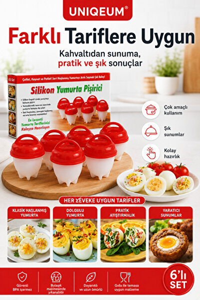xolo Silikon Yumurta Pişirici Seti Çatlat Kaynat Soyulmuş Yumurta Yapma Seti 6lı Set