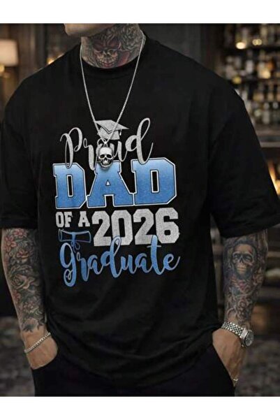 Astogria13 تي شيرت رجالي بطبعة Proud Dad A 2026 Graduate - تي شيرت كاجوال برق...