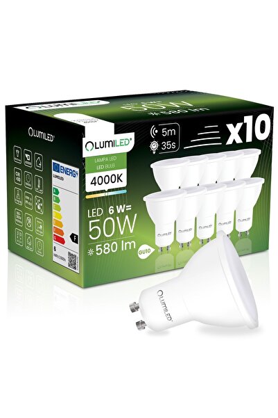 Lumiled 10x Bec LED GU10 Spot PAR16 6W = 50W 580LM 4000K Neutru 120 °   cu mi...
