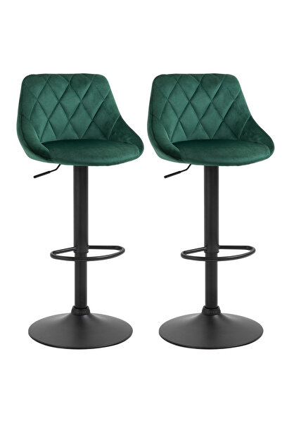 OEM Homcom Set 2 Scaune Bar – Catifea Verde, Pivotante & Reglabile