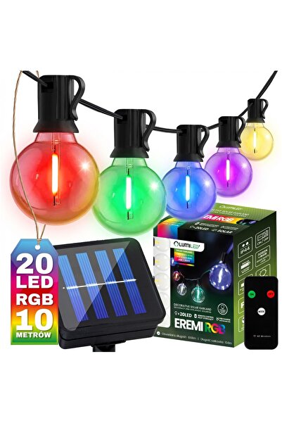 Lumiled Ghirlandă solară de grădină 20x becuri LED decorative G50 10.6m 3000K...