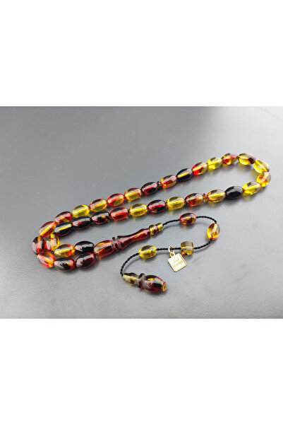 İskeçe Tesbih Ali Baba Masterpiece Colorful Gemstone 2 Layers Polished Fire-R...