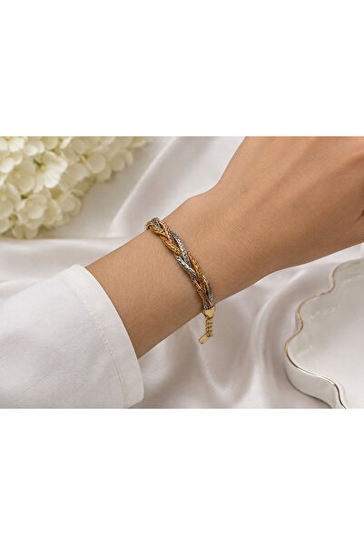 Bymiel 316L Stainless Steel Three Color Mesh Chain Bracelet