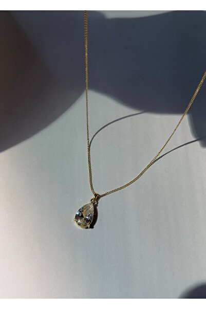 KİLİGİSTANBUL 14 K RENGİNDE DAMLA TAŞ KOLYE 42+5 CM