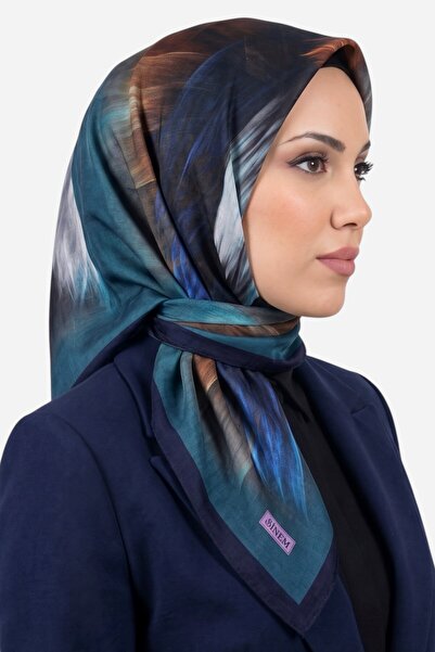 hadiora Women's Blue Brush Pattern Ready-To-Wear Cotton Muslin Hijab