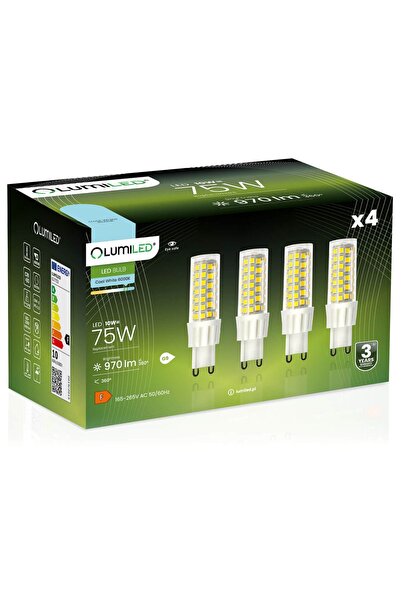 Lumiled 4x Bec LED G9 tip capsulă 10W = 75W 970lm 6500K Lumină rece 360 °