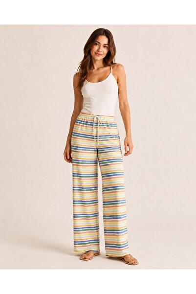 Derya Kurşun Pocketless Elastic Waist Ribbed Trousers 9009-02