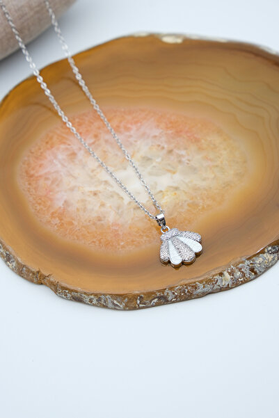 Serenite Collection Ostrea Silver Color Zircon Necklace