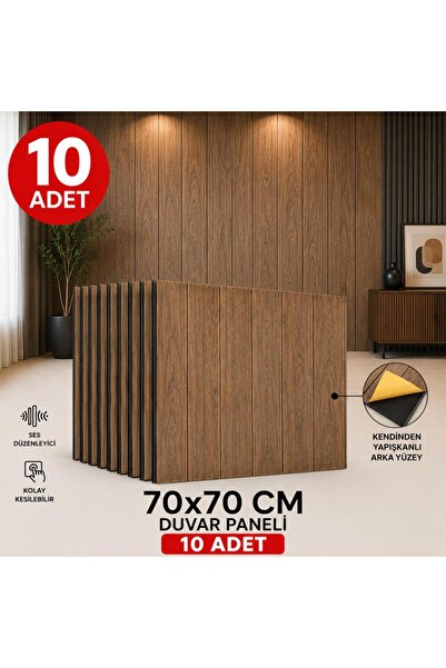 Renkli Duvarlar 10 ADET 70x70cm Silinebilir Esnek Köpük Ahşap Model Kendinden...