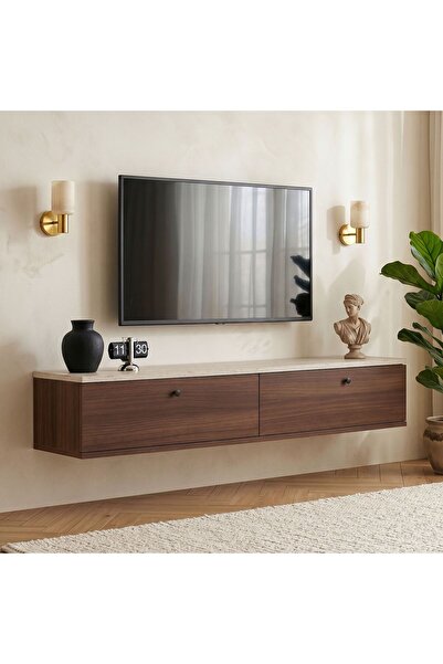 Rani Mobilya Rani Home Tv Ünitesi Traverten - Milano Ceviz 140 Cm AA-5814