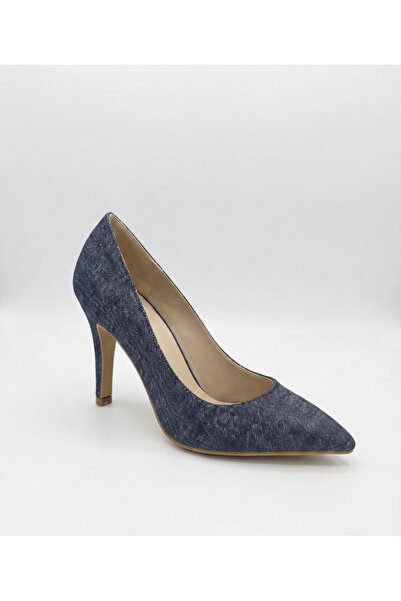 POTİNNOW Kadın Lacivert Denim Kumaş Topuklu Stiletto