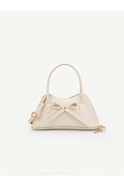 SHAKA Cream Shk335 Bow Detailed Zippered Long Strap Women's Hand, Arm and Sho...