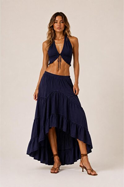 ALEXANDERGARDI Asymmetrical Cut Boho Maxi Skirt