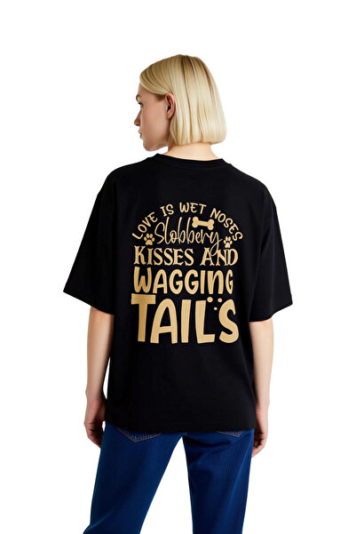 PayBuy Women's Oversize Dog Printed T-Shirt Love Wet Noses Wagging Tail Graph...