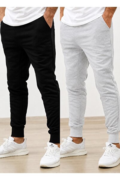 TORUK MAKTO Set of 2 Unisex Ribbed Leg Sweatpants Jogger Comfortable Fit Dail...