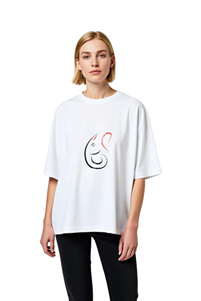 PayBuy Elephant Head Tilak Spiritual Art Printed Women's Oversize T-Shirt