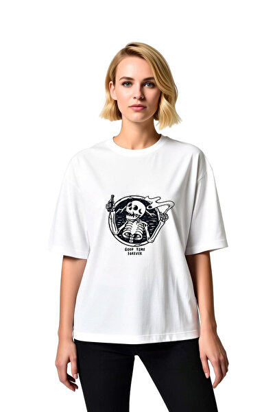 PayBuy Γυναικείο μπλουζάκι oversized με στάμπα κρανίου, ρετρό σχέδιο, κοντό μ...