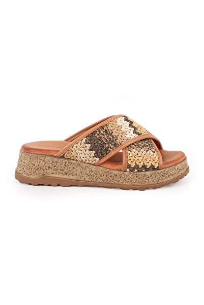 Mammamia Women's Slippers Daily Cork Filled Sole Anatomical Knitted Cross Str...
