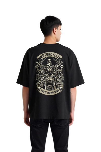 PayBuy Ανδρικό μπλουζάκι ρετρό με στάμπα Motorcycle Pirate Motor Club, καθημε...