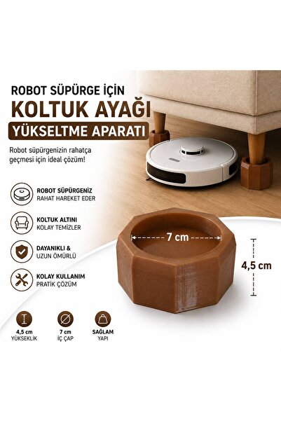 Razmo Robot Süpürge İçin Koltuk Ayağı Yükseltme Aparatı 4,5 cm Yükseltir 7 cm...