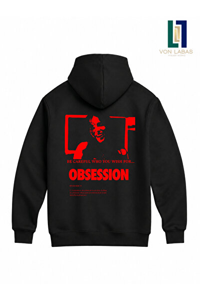 Grafftee Clothing Hanorac din bumbac cu glugă, imprimat cu Obsession, de înal...