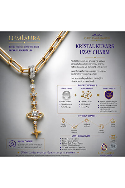 LUMİAAURA SYNERGY CHARMLAR - BEYAZ ALTIN KAPLAMA-KLİPSLİ